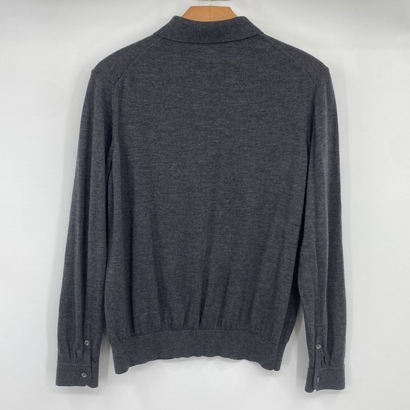 Hickey Freeman Polo Collar Sweater Men's Size Medium Gray Wool Long Sleeve Soft - Picture 6 of 12